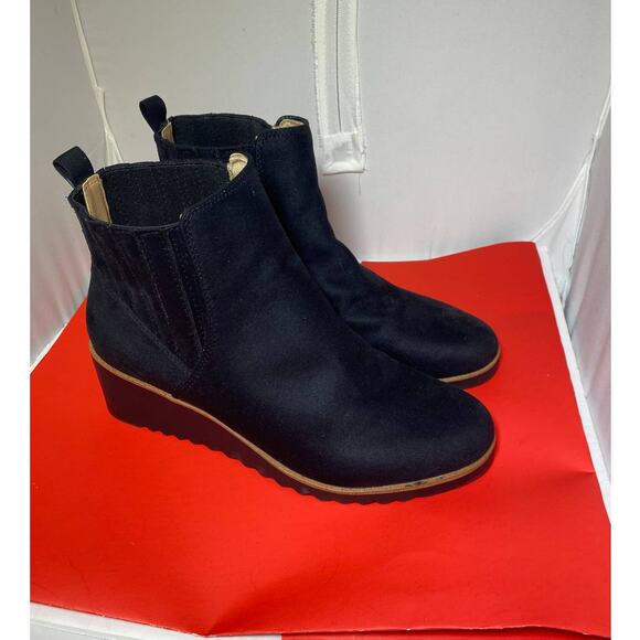 LIFE STRIDE VELOCITY Womens Black Pull Tab Round Toe Wedge Booties 9.5 M NWT - Picture 3 of 10